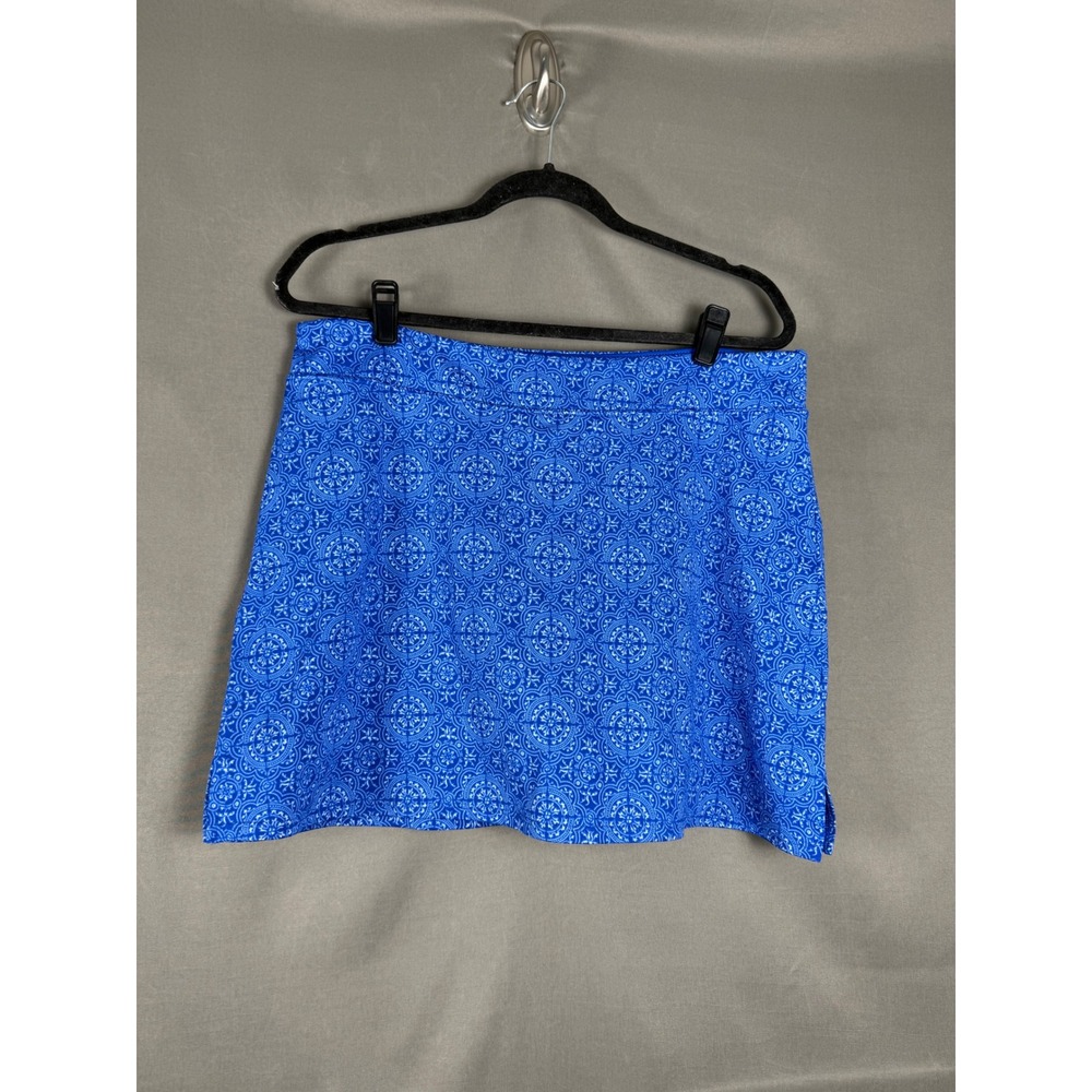 Tranquility Skort Women Large Blue Medallion Print Active Skirt Built-in Shorts